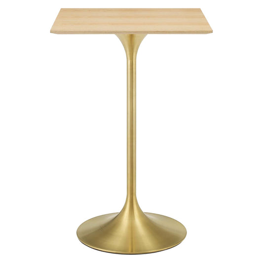 Lippa 28" Square Wood Bar Table Gold Natural EEI-5532-GLD-NAT