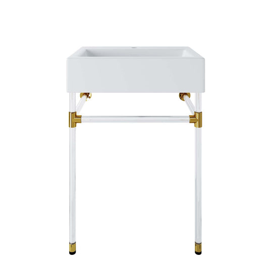 Redeem 24" Acrylic Wall-Mount Bathroom Vanity Clear White EEI-5535-ACR-WHI