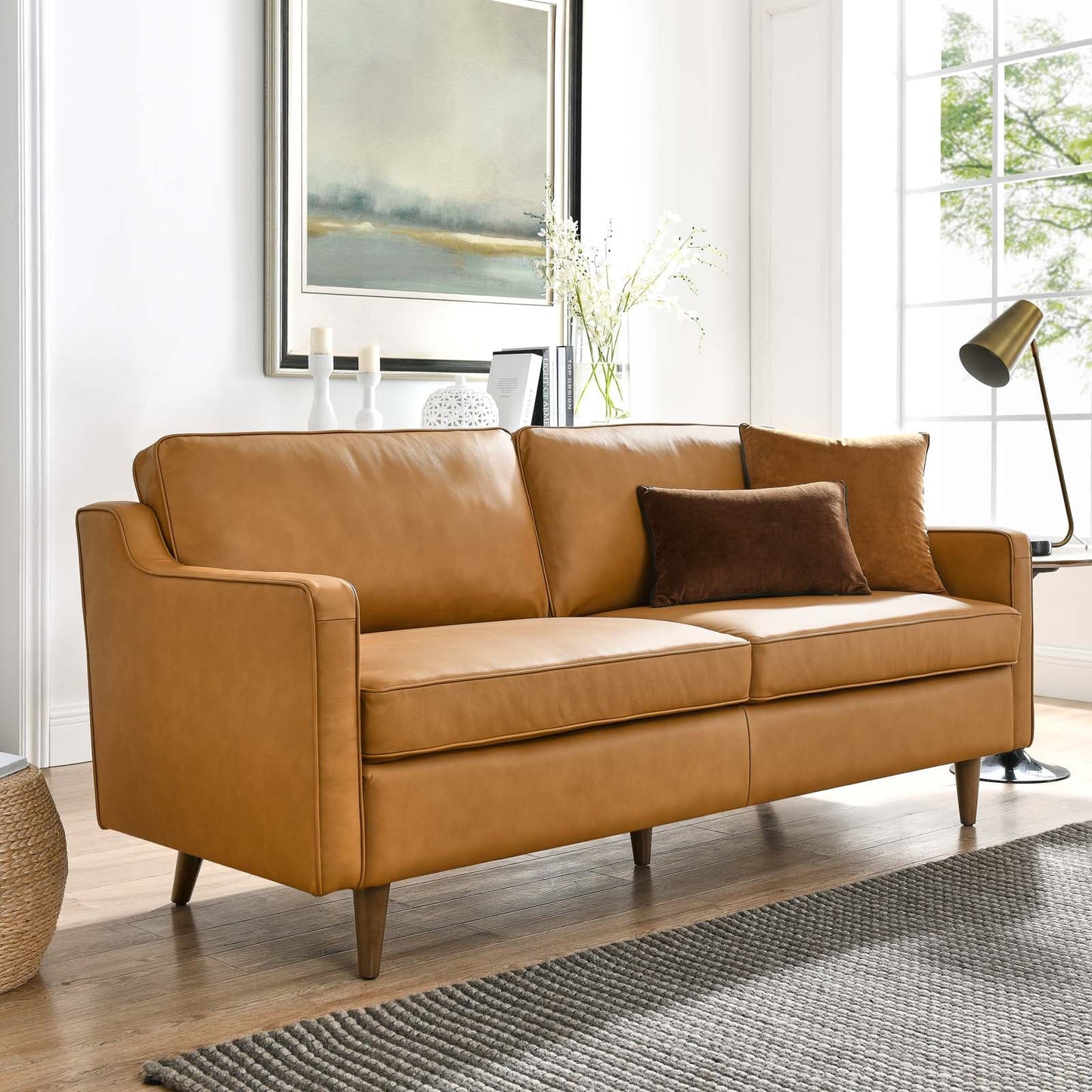 Impart Genuine Leather Sofa Tan EEI-5553-TAN