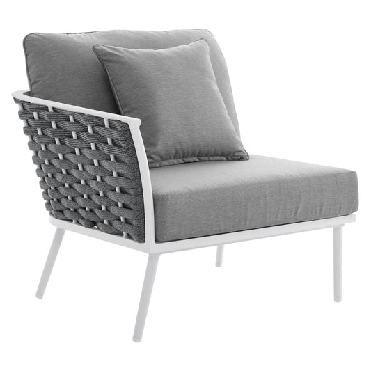 Stance Outdoor Patio Aluminum Left-Facing Armchair White Gray EEI-5565-WHI-GRY