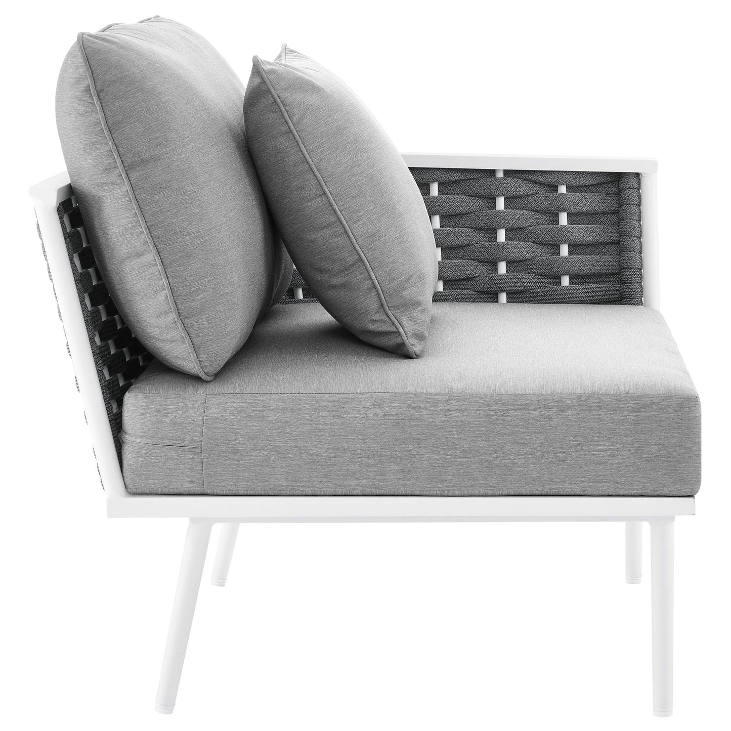 Stance Outdoor Patio Aluminum Right-Facing Armchair White Gray EEI-5566-WHI-GRY