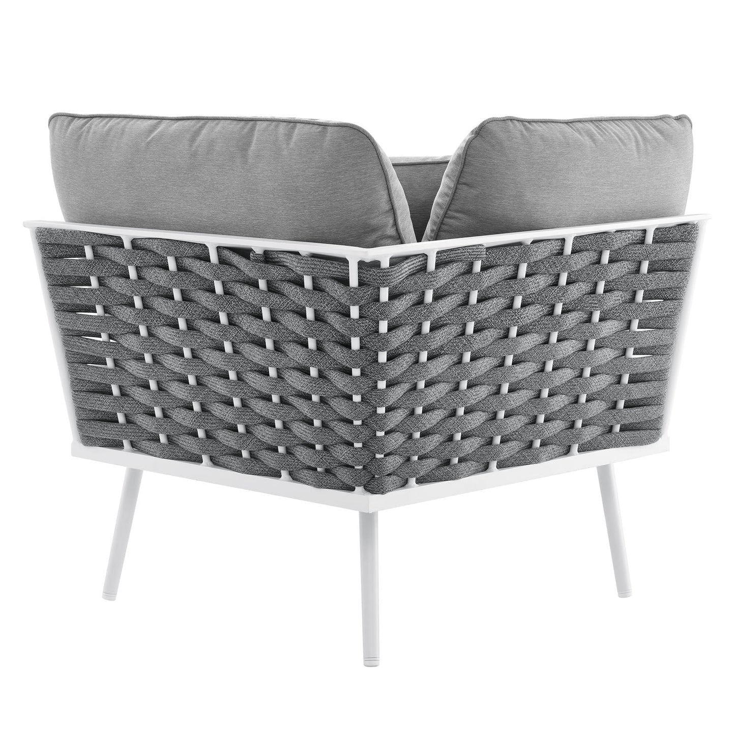 Stance Outdoor Patio Aluminum Corner Chair White Gray EEI-5567-WHI-GRY