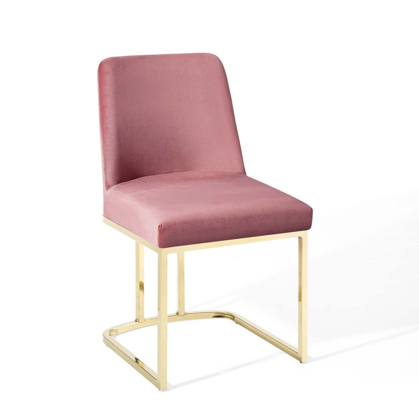 Amplify Sled Base Performance Velvet Dining Chairs - Set of 2 Gold Dusty Rose EEI-5569-GLD-DUS