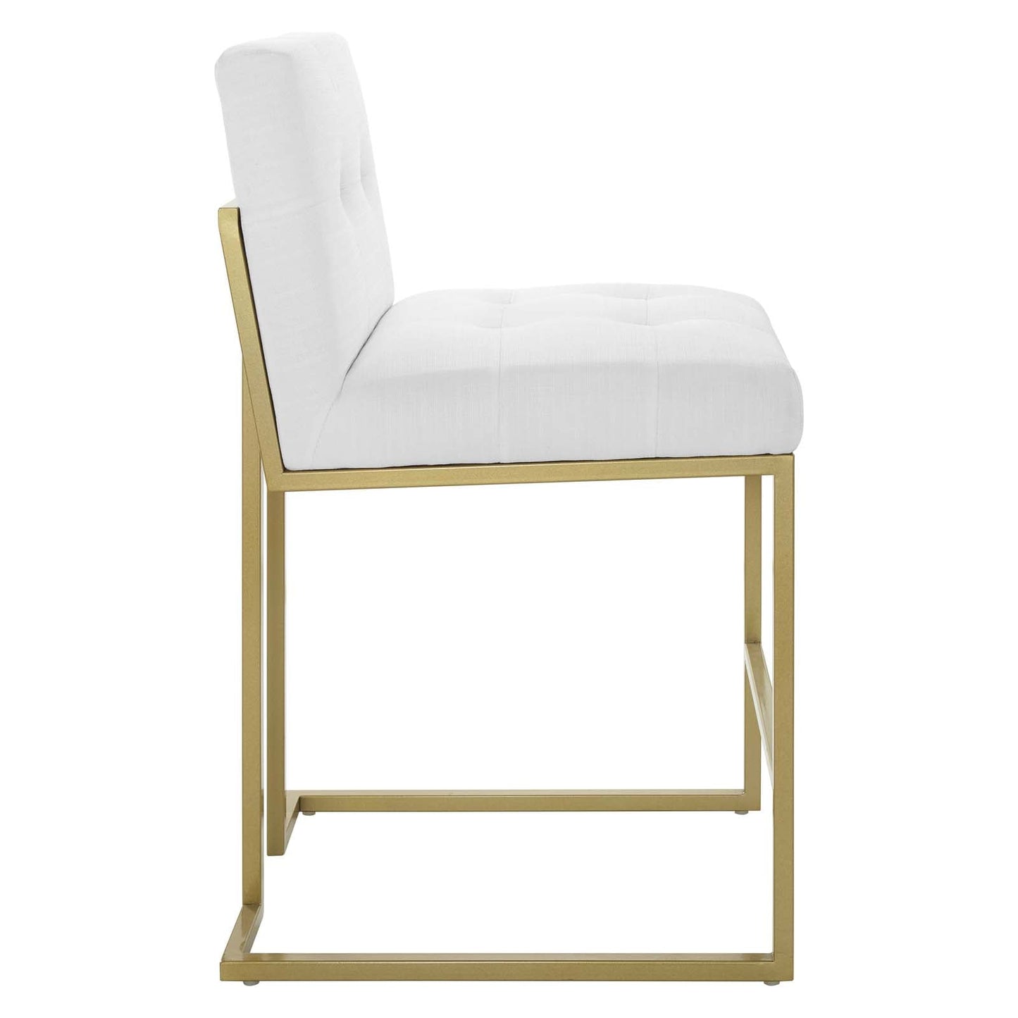 Privy Counter Stool Upholstered Fabric Set of 2 Gold White EEI-5571-GLD-WHI