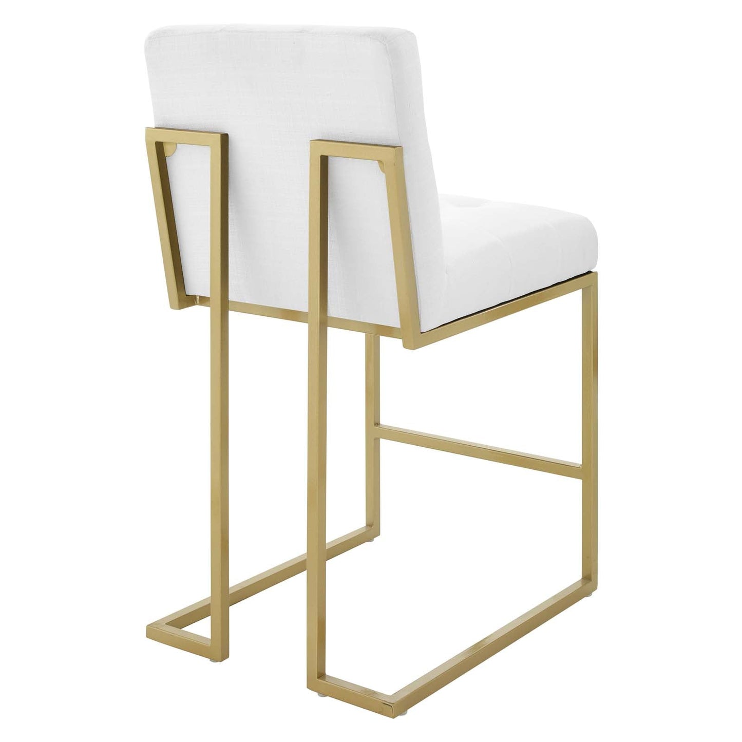 Privy Counter Stool Upholstered Fabric Set of 2 Gold White EEI-5571-GLD-WHI