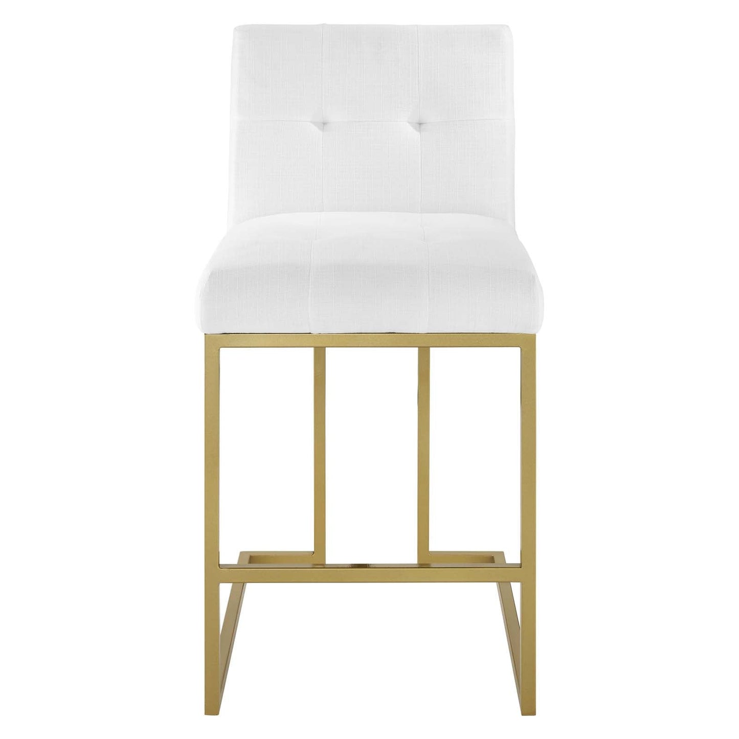 Privy Counter Stool Upholstered Fabric Set of 2 Gold White EEI-5571-GLD-WHI