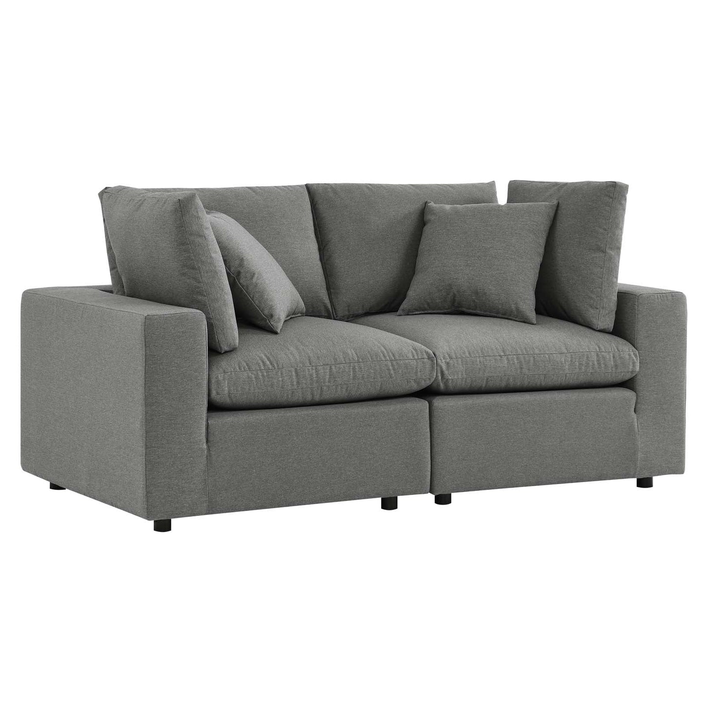 Commix Overstuffed Outdoor Patio Loveseat Charcoal EEI-5576-CHA