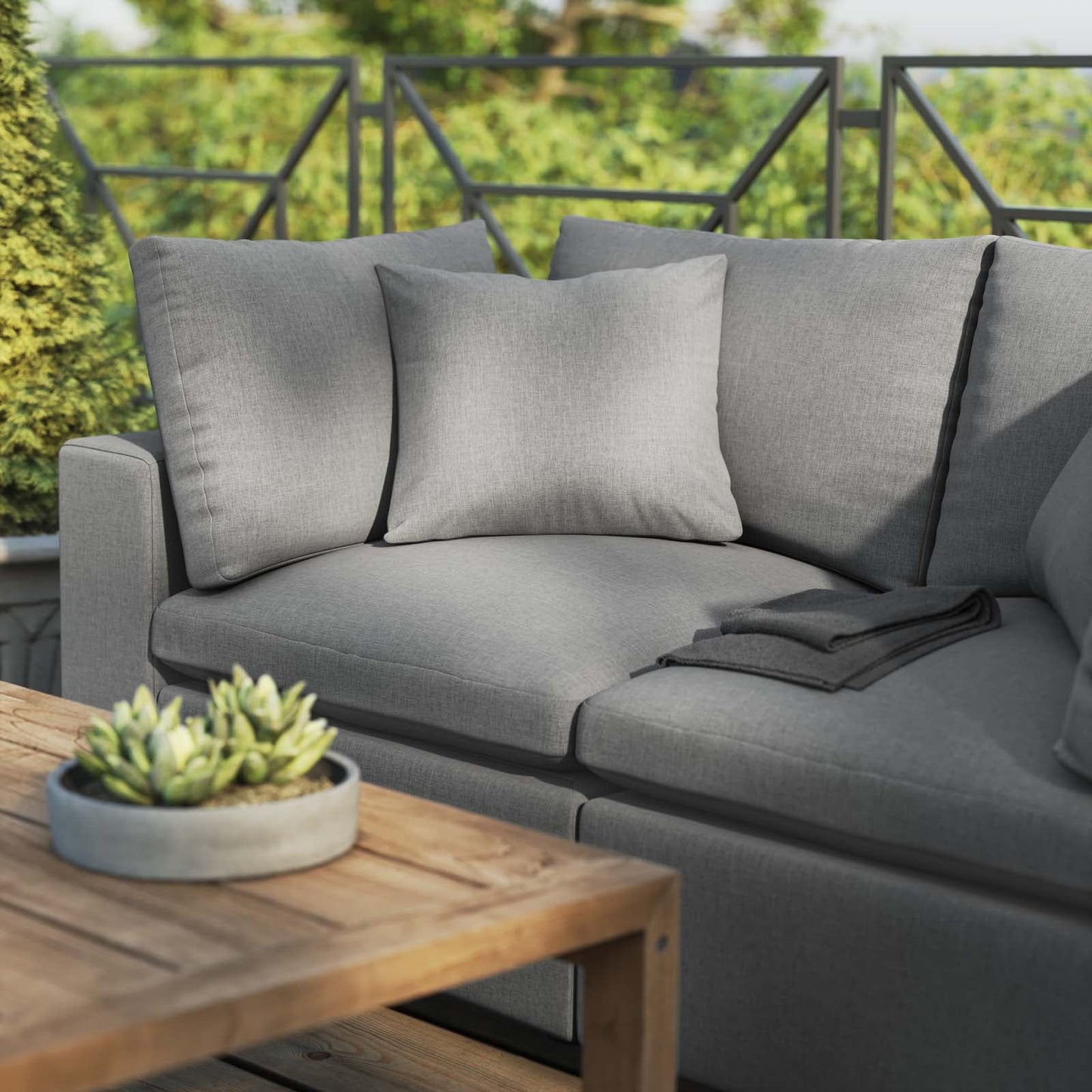 Commix Overstuffed Outdoor Patio Loveseat Charcoal EEI-5576-CHA