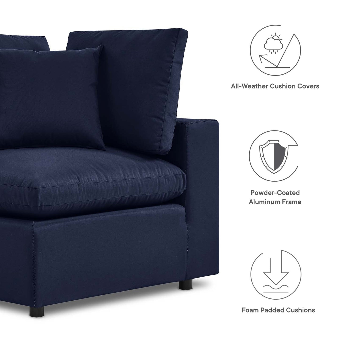 Commix Overstuffed Outdoor Patio Loveseat Navy EEI-5576-NAV