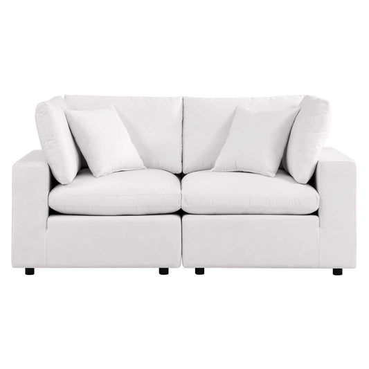 Commix Overstuffed Outdoor Patio Loveseat White EEI-5576-WHI