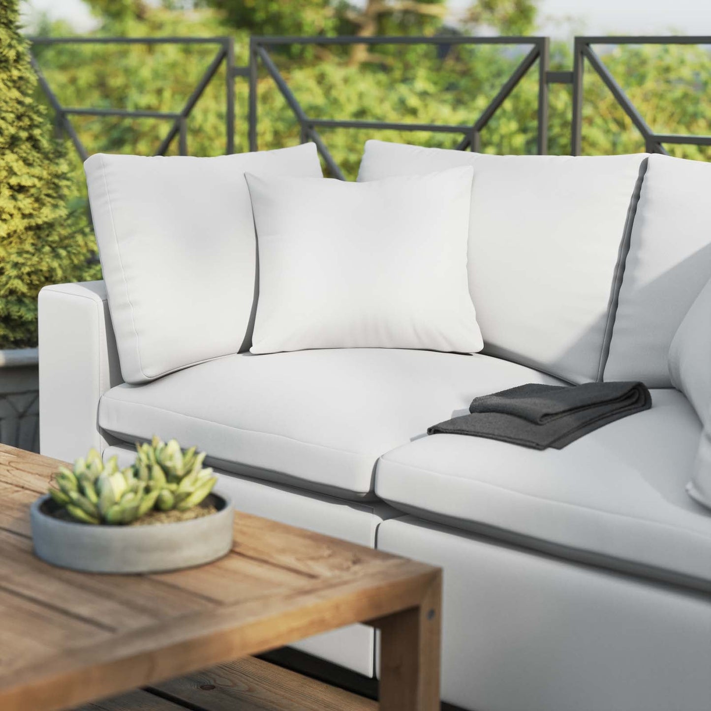 Commix Overstuffed Outdoor Patio Loveseat White EEI-5576-WHI