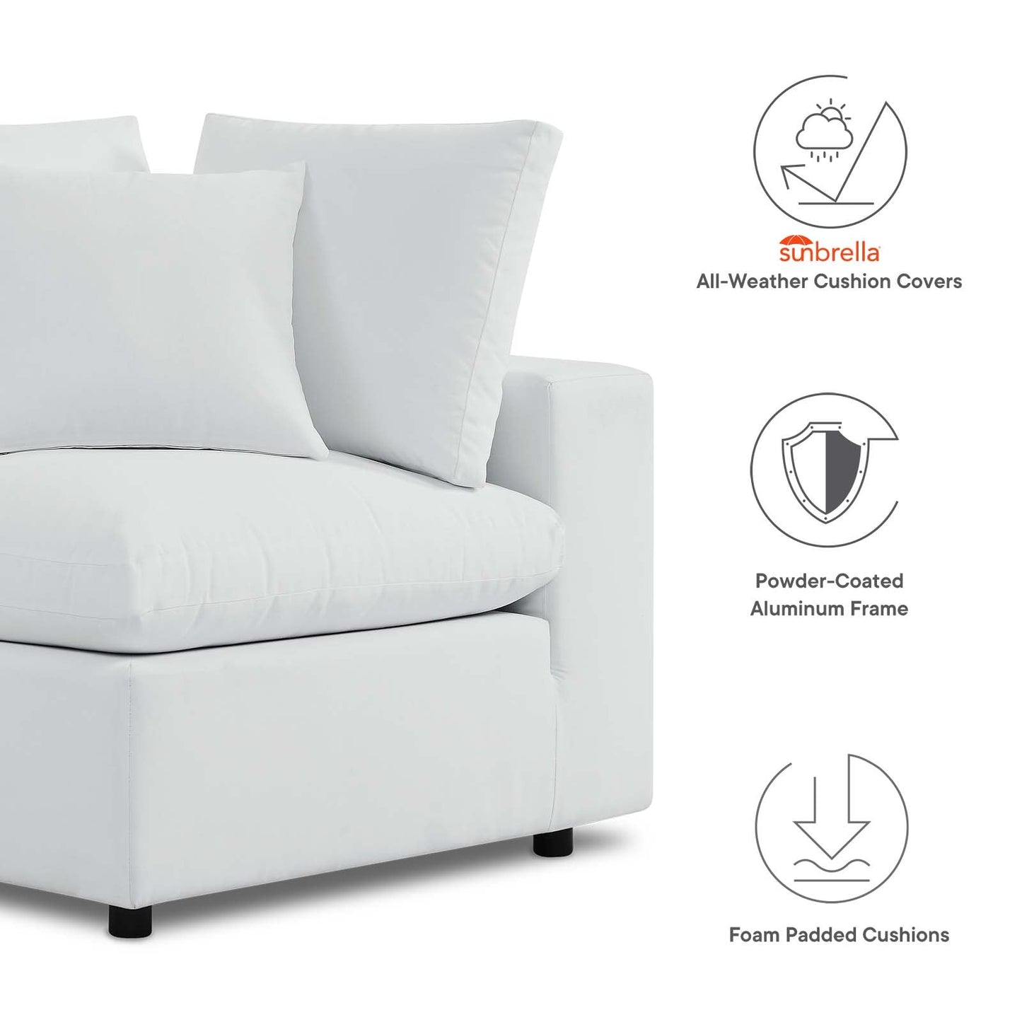 Commix Sunbrella® Outdoor Patio Loveseat White EEI-5577-WHI