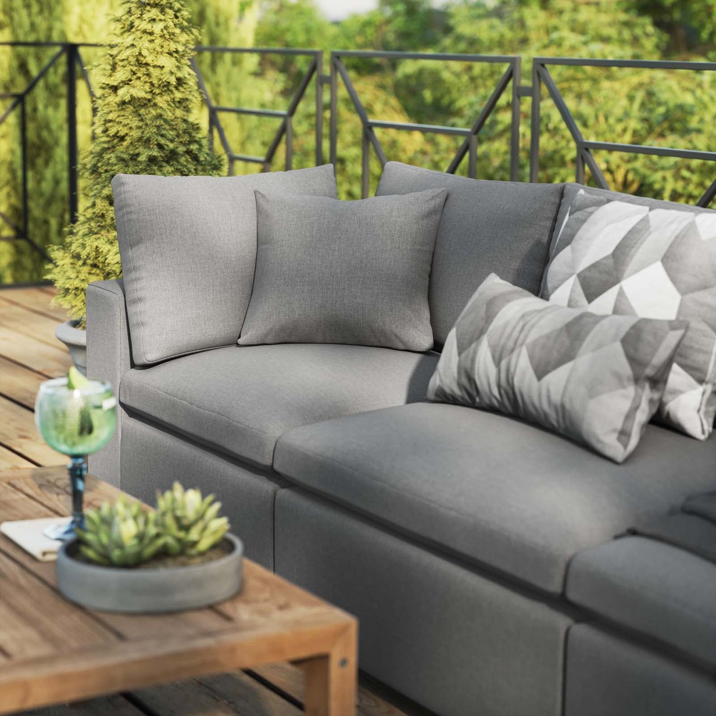 Commix Overstuffed Outdoor Patio Sofa Charcoal EEI-5578-CHA