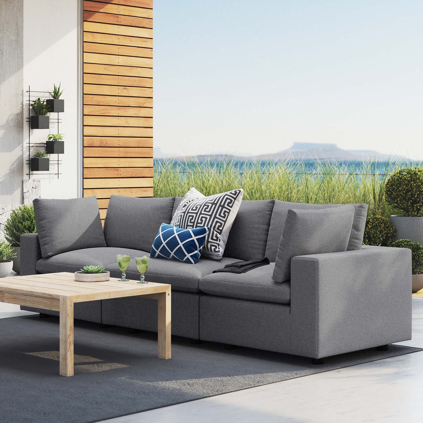 Commix  Sunbrella® Outdoor Patio Sofa Gray EEI-5579-SLA