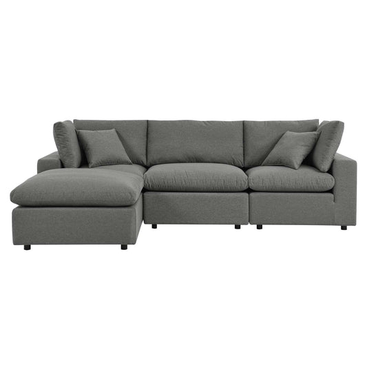 Commix 4-Piece Outdoor Patio Sectional Sofa Charcoal EEI-5580-CHA