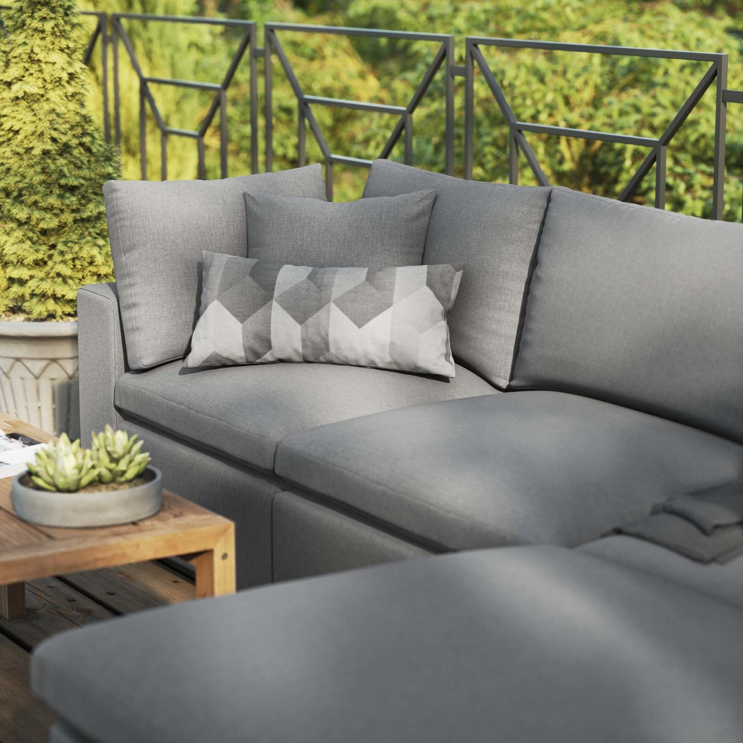 Commix 4-Piece Outdoor Patio Sectional Sofa Charcoal EEI-5580-CHA