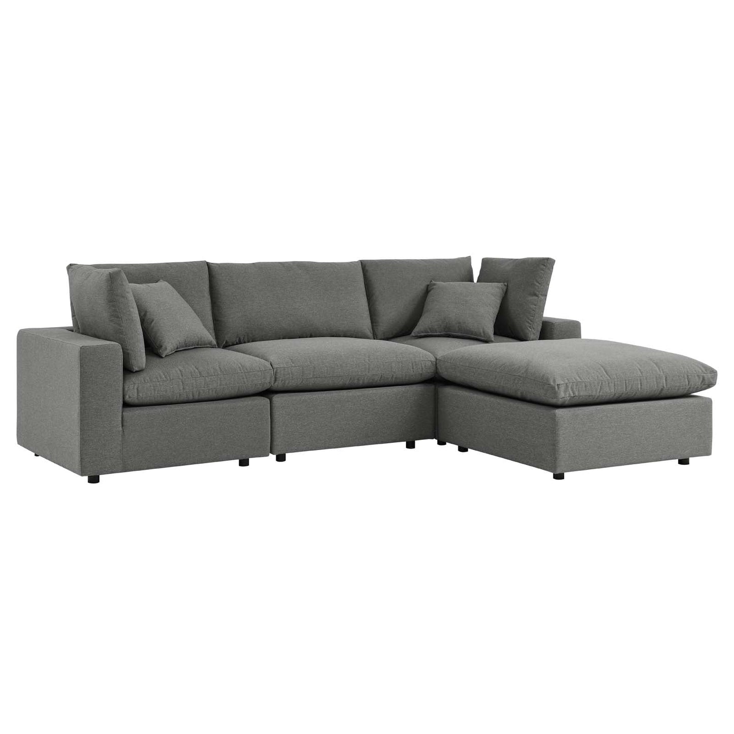 Commix 4-Piece Outdoor Patio Sectional Sofa Charcoal EEI-5580-CHA