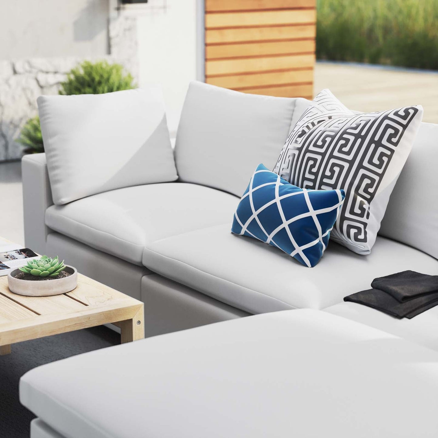 Commix 4-Piece Sunbrella® Outdoor Patio Sectional Sofa White EEI-5581-WHI