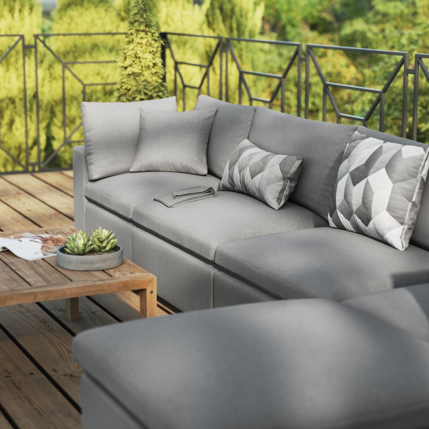 Commix 5-Piece Outdoor Patio Sectional Sofa Charcoal EEI-5583-CHA