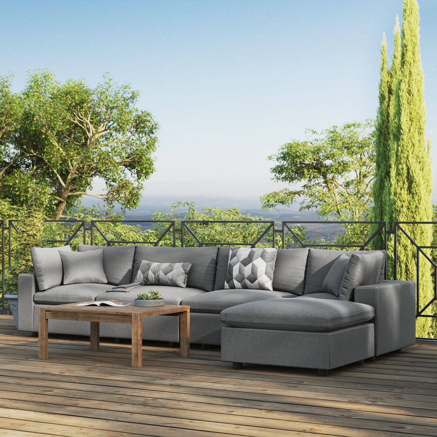 Commix 5-Piece Outdoor Patio Sectional Sofa Charcoal EEI-5583-CHA