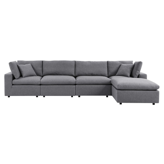 Commix 5-Piece Sunbrella® Outdoor Patio Sectional Sofa Gray EEI-5584-SLA