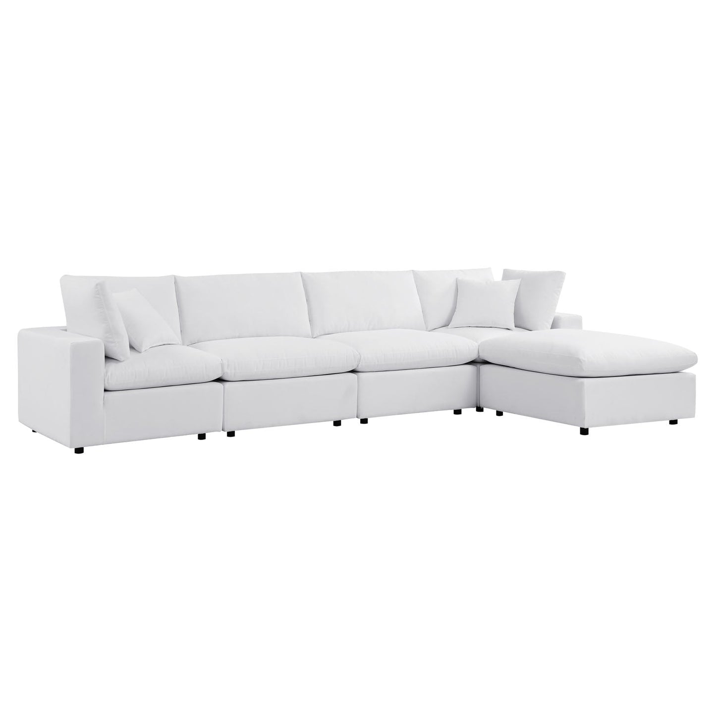 Commix 5-Piece Sunbrella® Outdoor Patio Sectional Sofa White EEI-5584-WHI