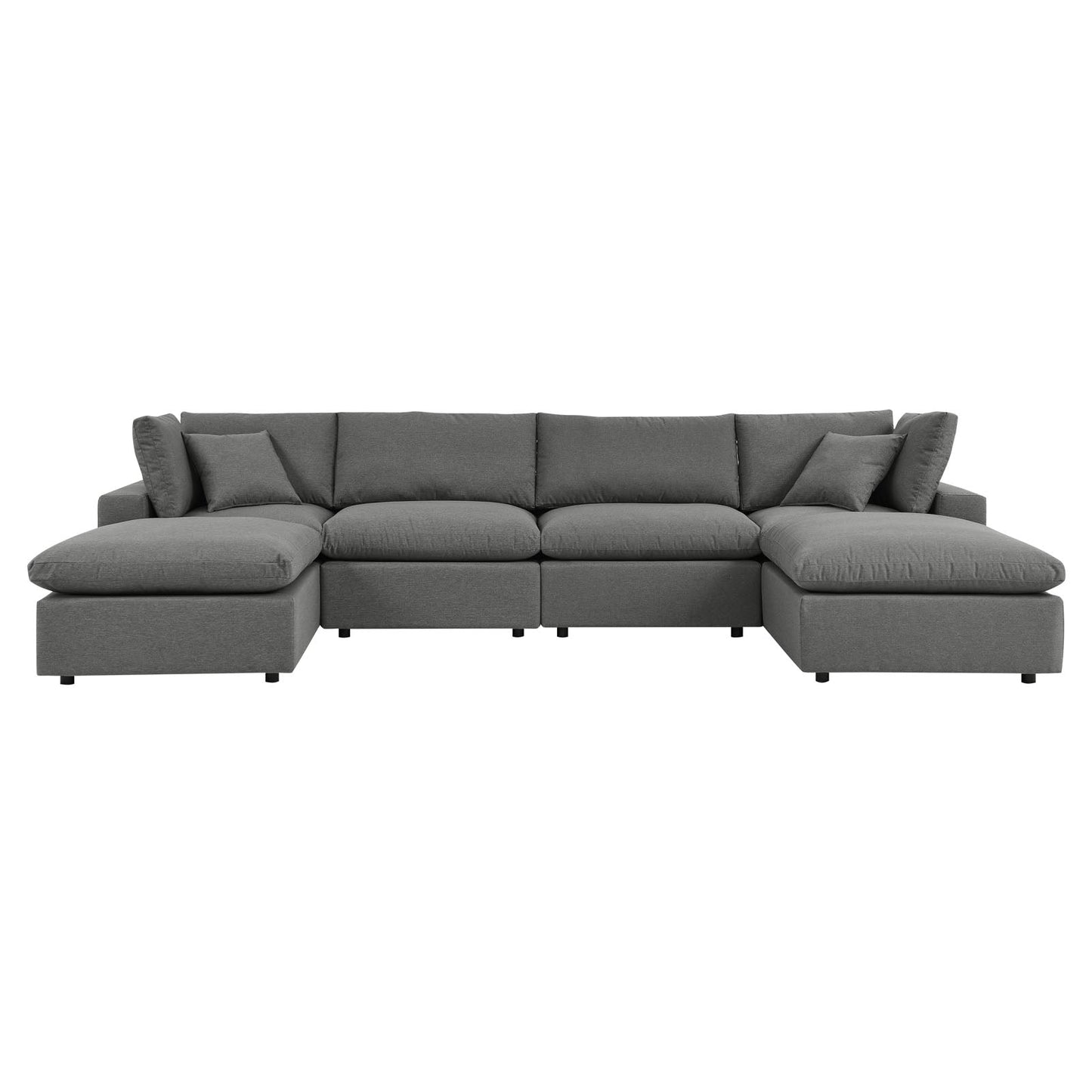 Commix 6-Piece Outdoor Patio Sectional Sofa Charcoal EEI-5585-CHA