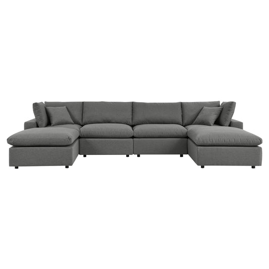 Commix 6-Piece Outdoor Patio Sectional Sofa Charcoal EEI-5585-CHA