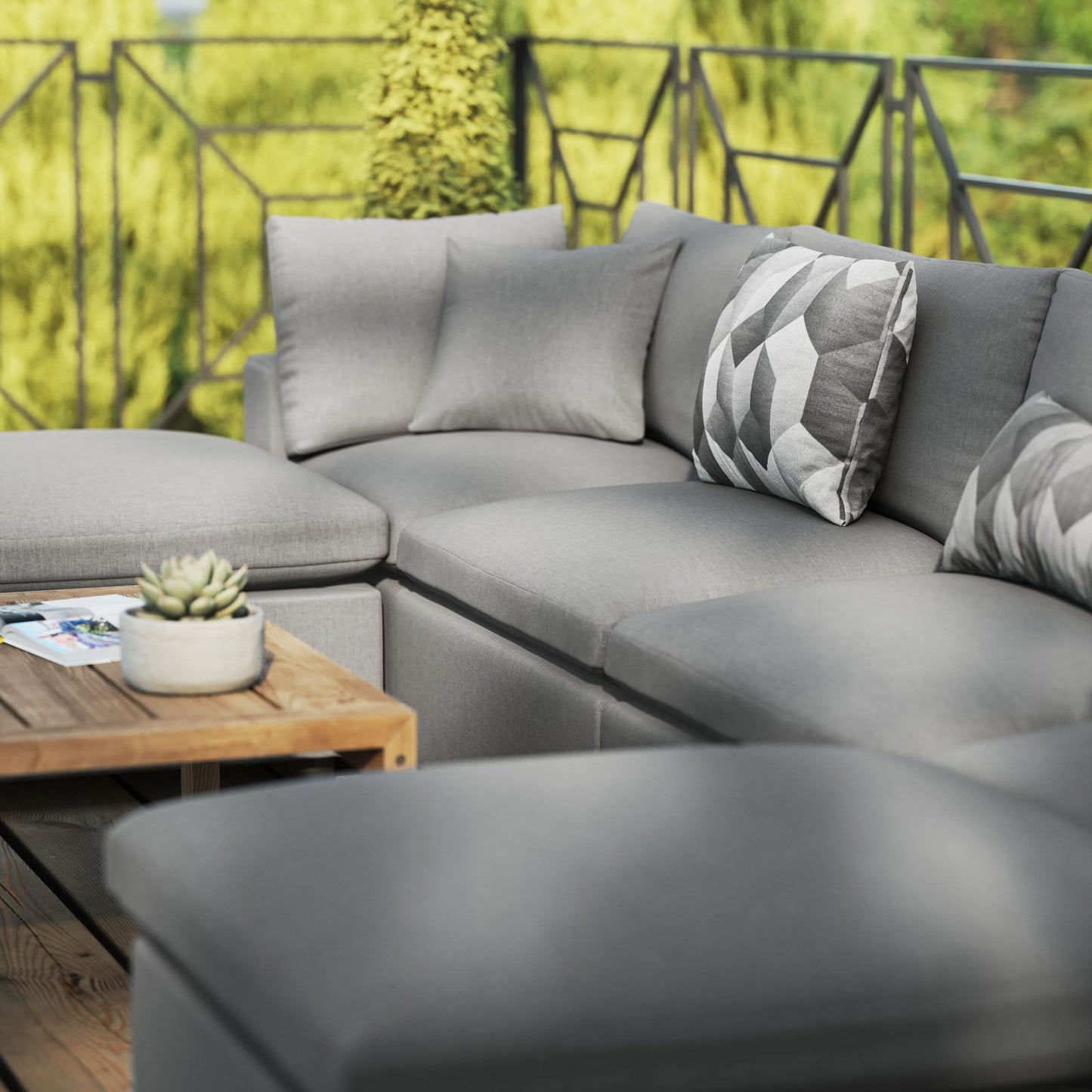 Commix 6-Piece Outdoor Patio Sectional Sofa Charcoal EEI-5585-CHA