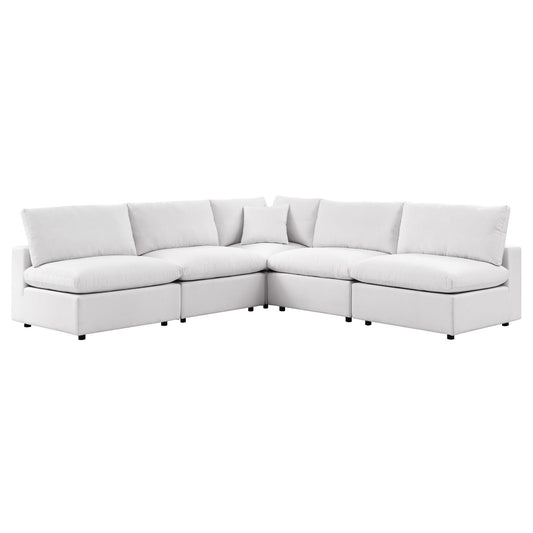 Commix 5-Piece Outdoor Patio Sectional Sofa White EEI-5587-WHI