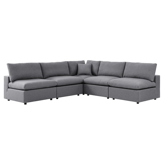 Commix 5-Piece Sunbrella® Outdoor Patio Sectional Sofa Gray EEI-5588-SLA