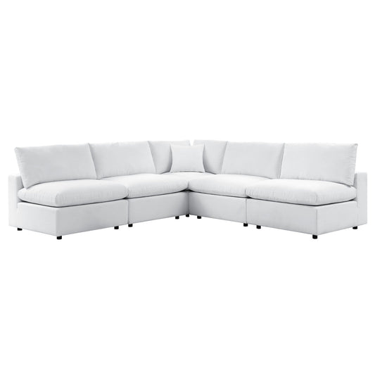 Commix 5-Piece Sunbrella® Outdoor Patio Sectional Sofa White EEI-5588-WHI