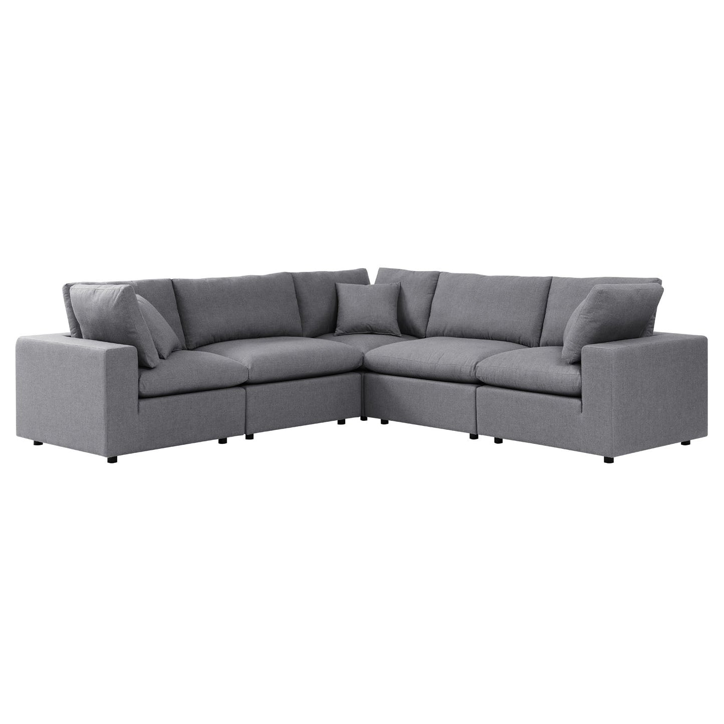 Commix 5-Piece Sunbrella® Outdoor Patio Sectional Sofa Gray EEI-5590-SLA