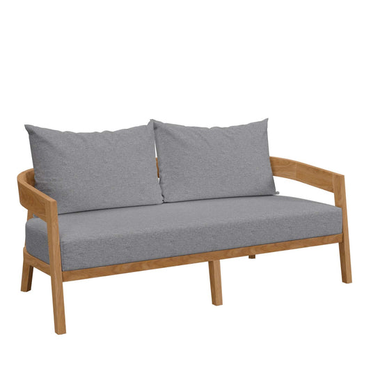 Brisbane Teak Wood Outdoor Patio Loveseat Natural Gray EEI-5601-NAT-GRY