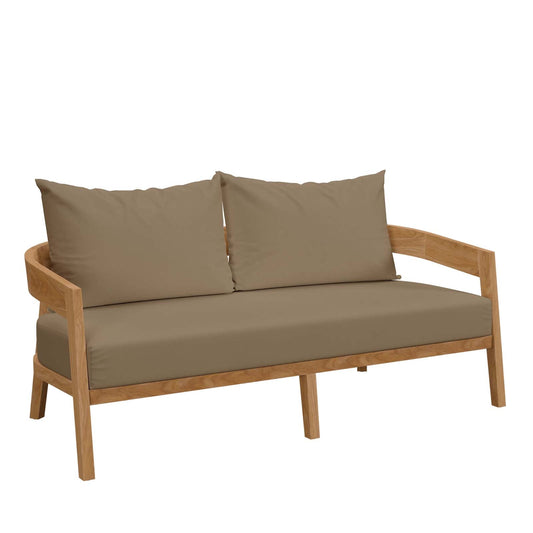 Brisbane Teak Wood Outdoor Patio Loveseat Natural Light Brown EEI-5601-NAT-LBR