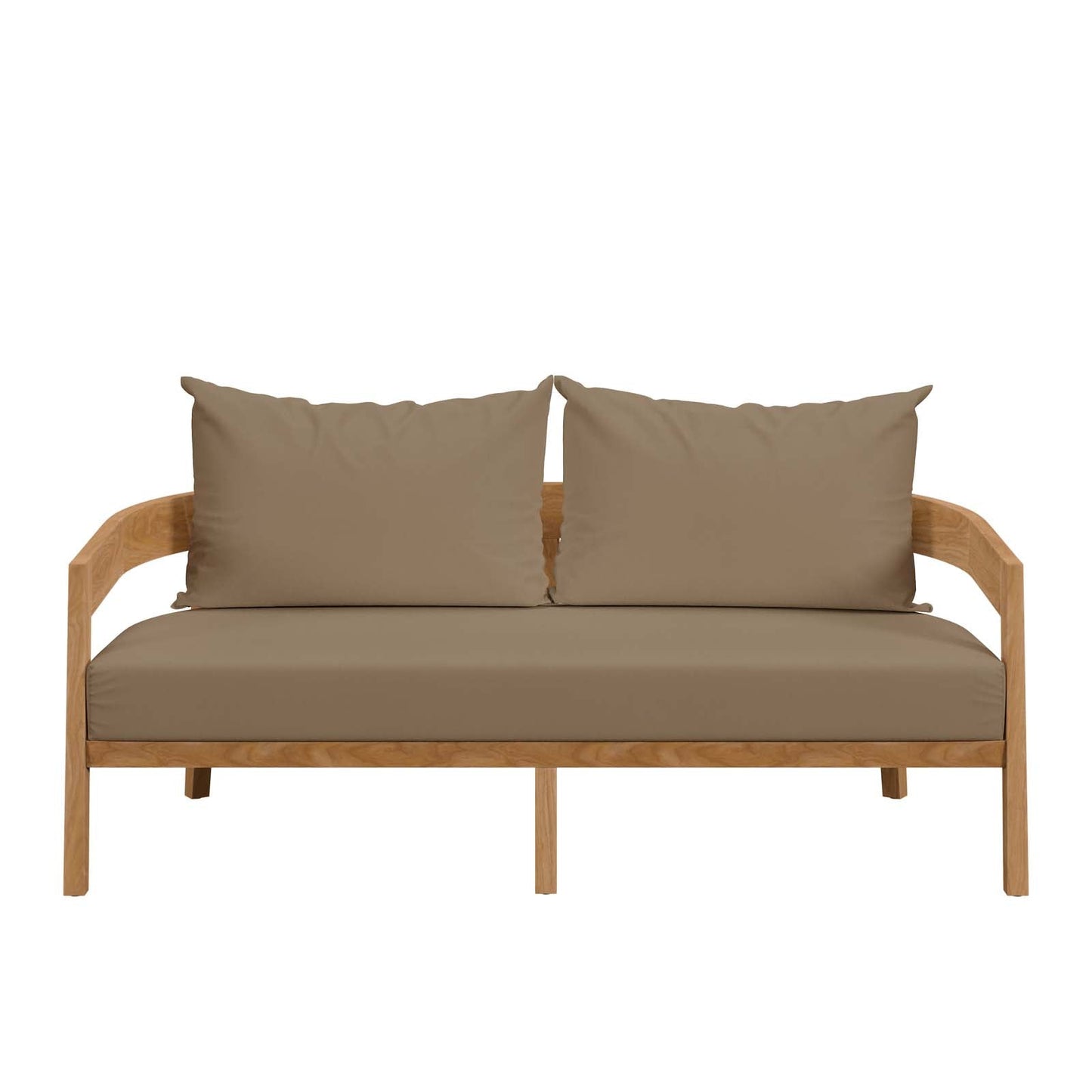 Brisbane Teak Wood Outdoor Patio Loveseat Natural Light Brown EEI-5601-NAT-LBR