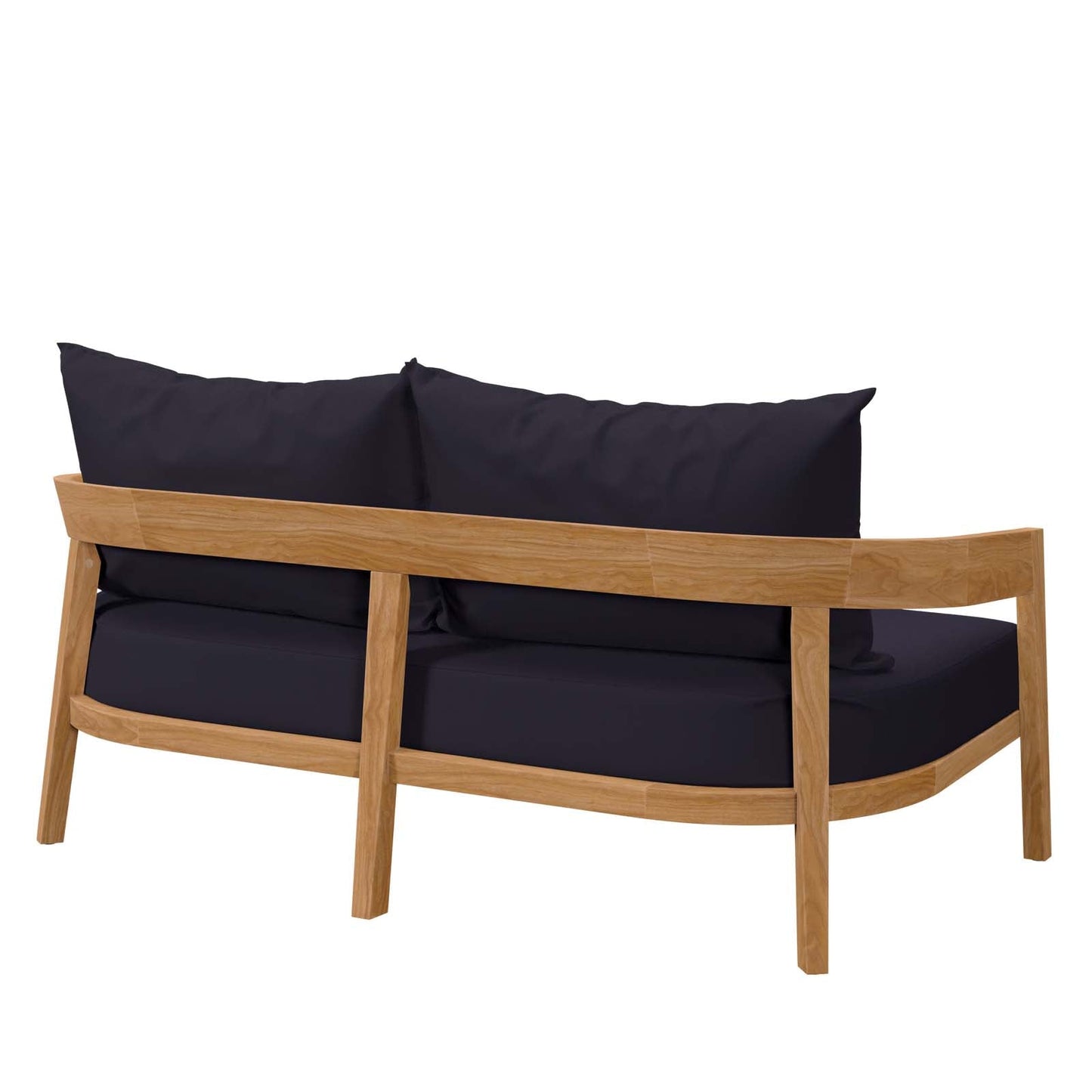 Brisbane Teak Wood Outdoor Patio Loveseat Natural Navy EEI-5601-NAT-NAV