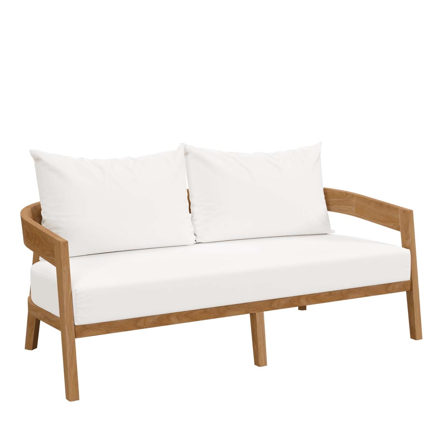 Brisbane Teak Wood Outdoor Patio Loveseat Natural White EEI-5601-NAT-WHI