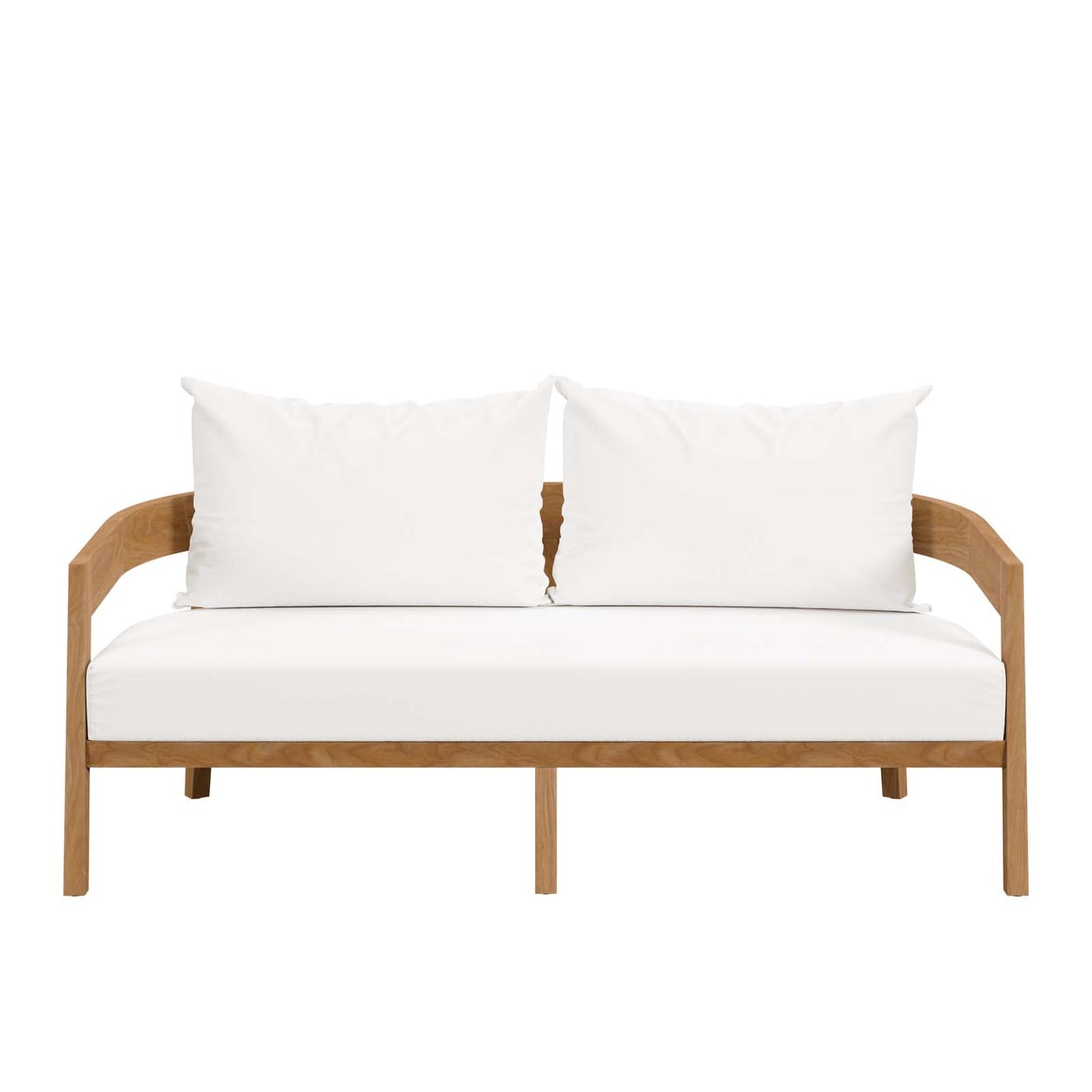 Brisbane Teak Wood Outdoor Patio Loveseat Natural White EEI-5601-NAT-WHI