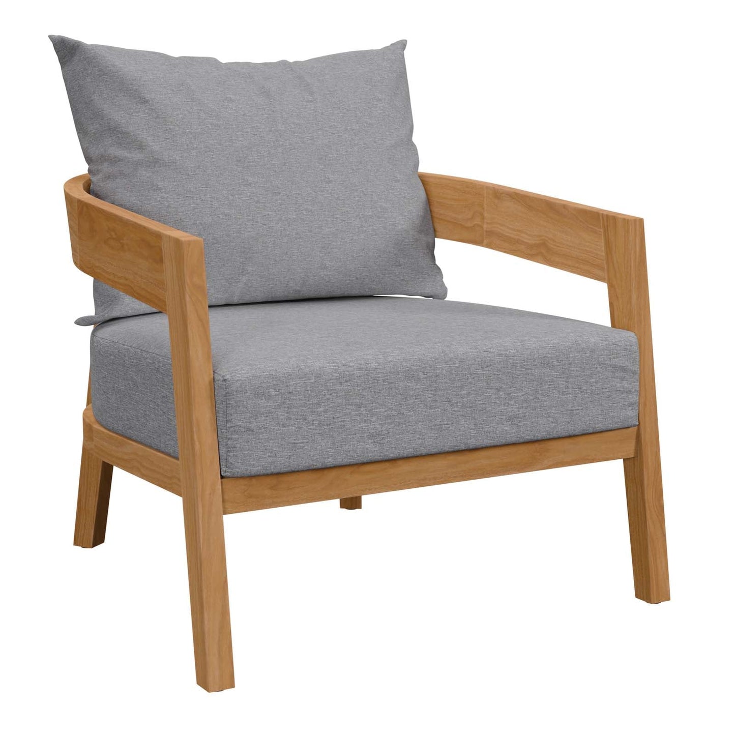 Brisbane Teak Wood Outdoor Patio Armchair Natural Gray EEI-5602-NAT-GRY