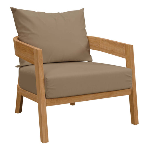 Brisbane Teak Wood Outdoor Patio Armchair Natural Light Brown EEI-5602-NAT-LBR