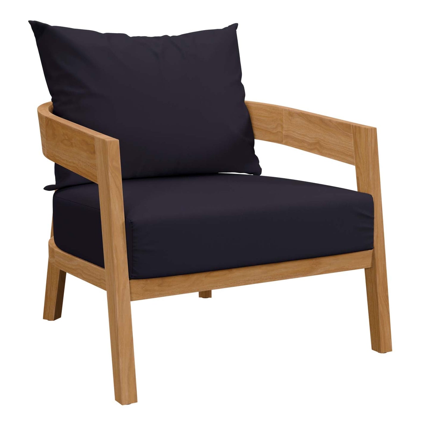 Brisbane Teak Wood Outdoor Patio Armchair Natural  Navy EEI-5602-NAT-NAV