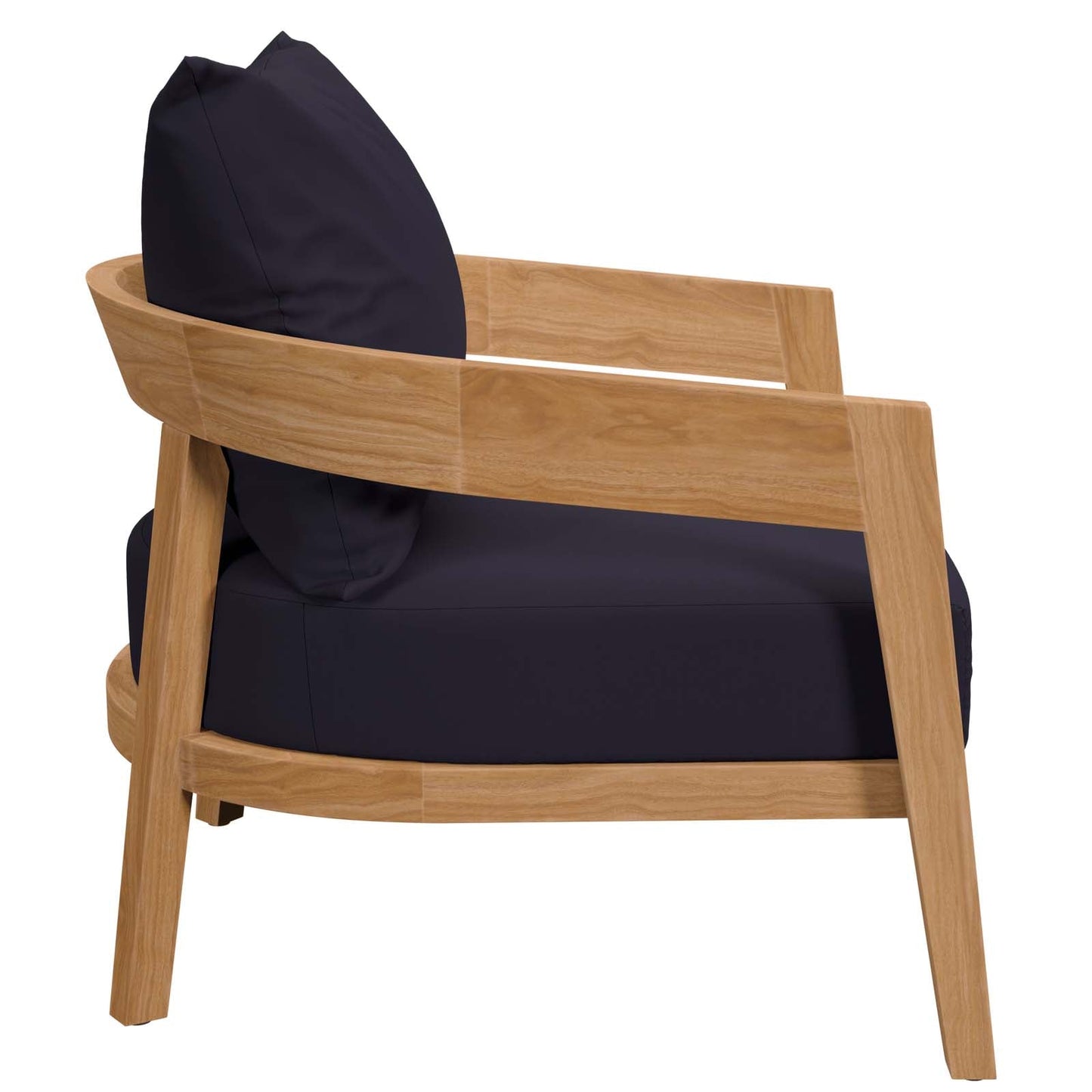 Brisbane Teak Wood Outdoor Patio Armchair Natural  Navy EEI-5602-NAT-NAV