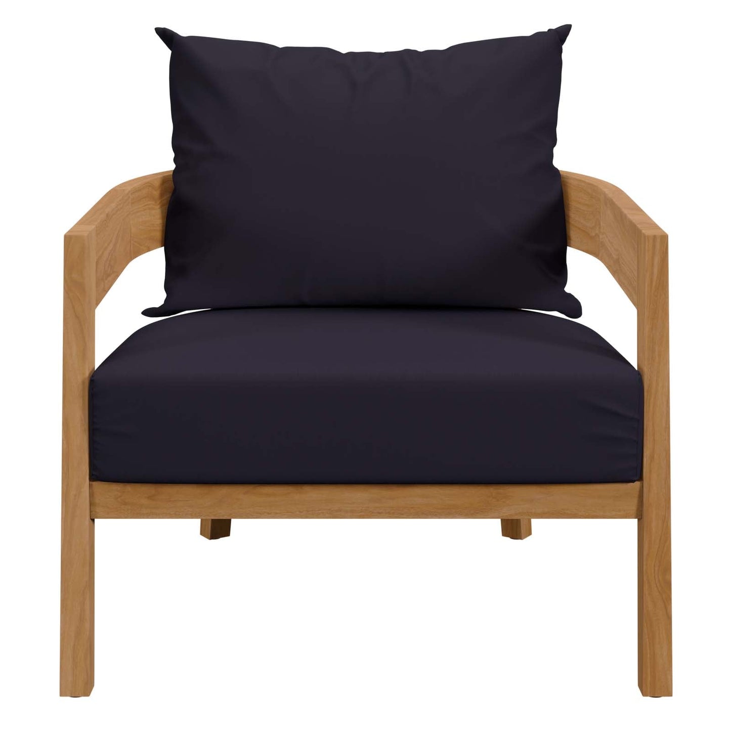 Brisbane Teak Wood Outdoor Patio Armchair Natural  Navy EEI-5602-NAT-NAV