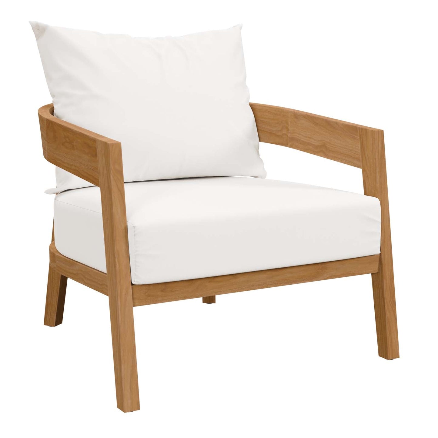 Brisbane Teak Wood Outdoor Patio Armchair Natural White EEI-5602-NAT-WHI