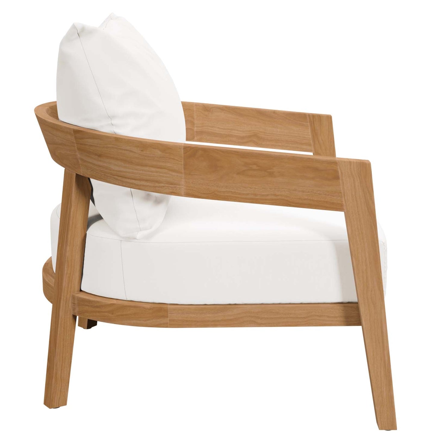 Brisbane Teak Wood Outdoor Patio Armchair Natural White EEI-5602-NAT-WHI