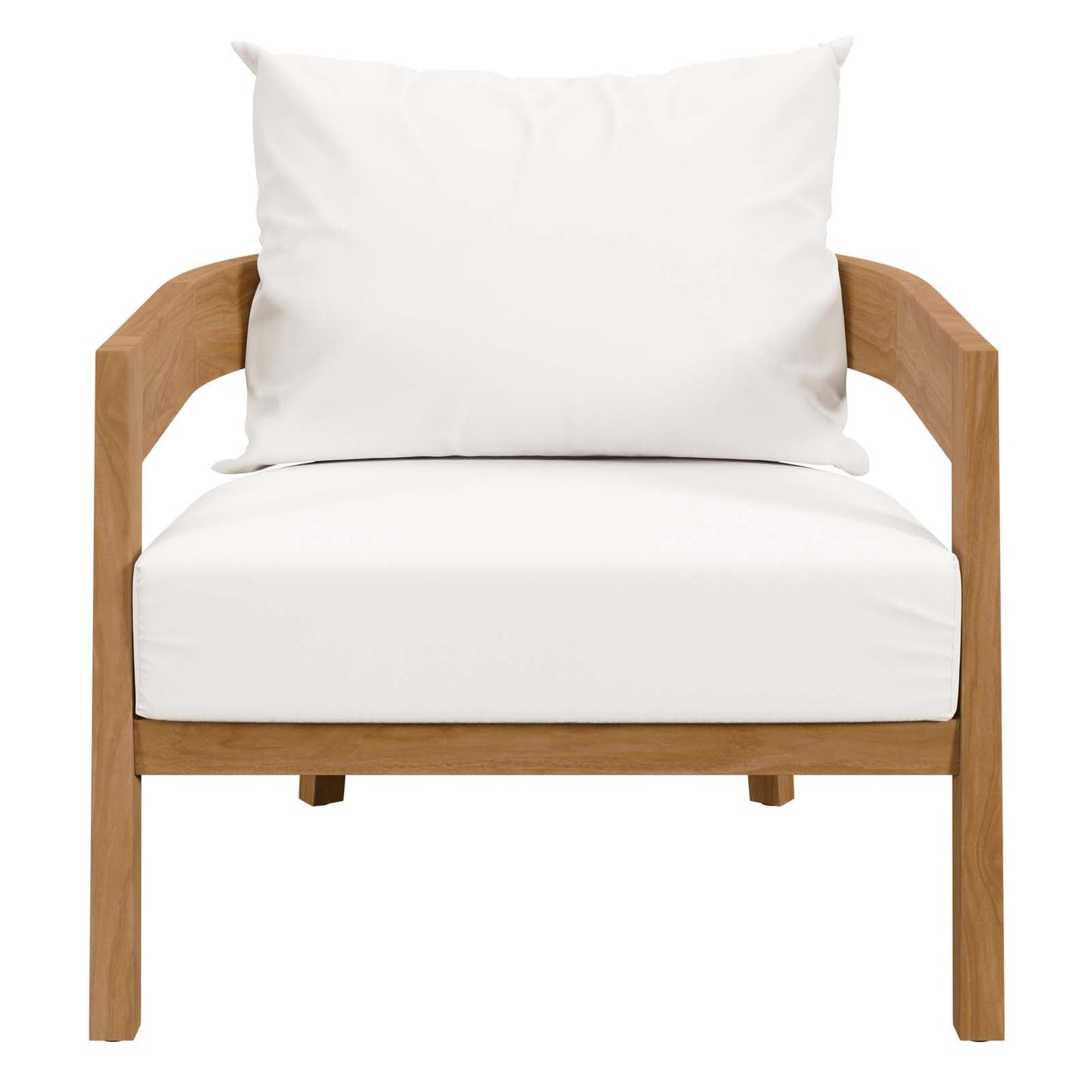 Brisbane Teak Wood Outdoor Patio Armchair Natural White EEI-5602-NAT-WHI