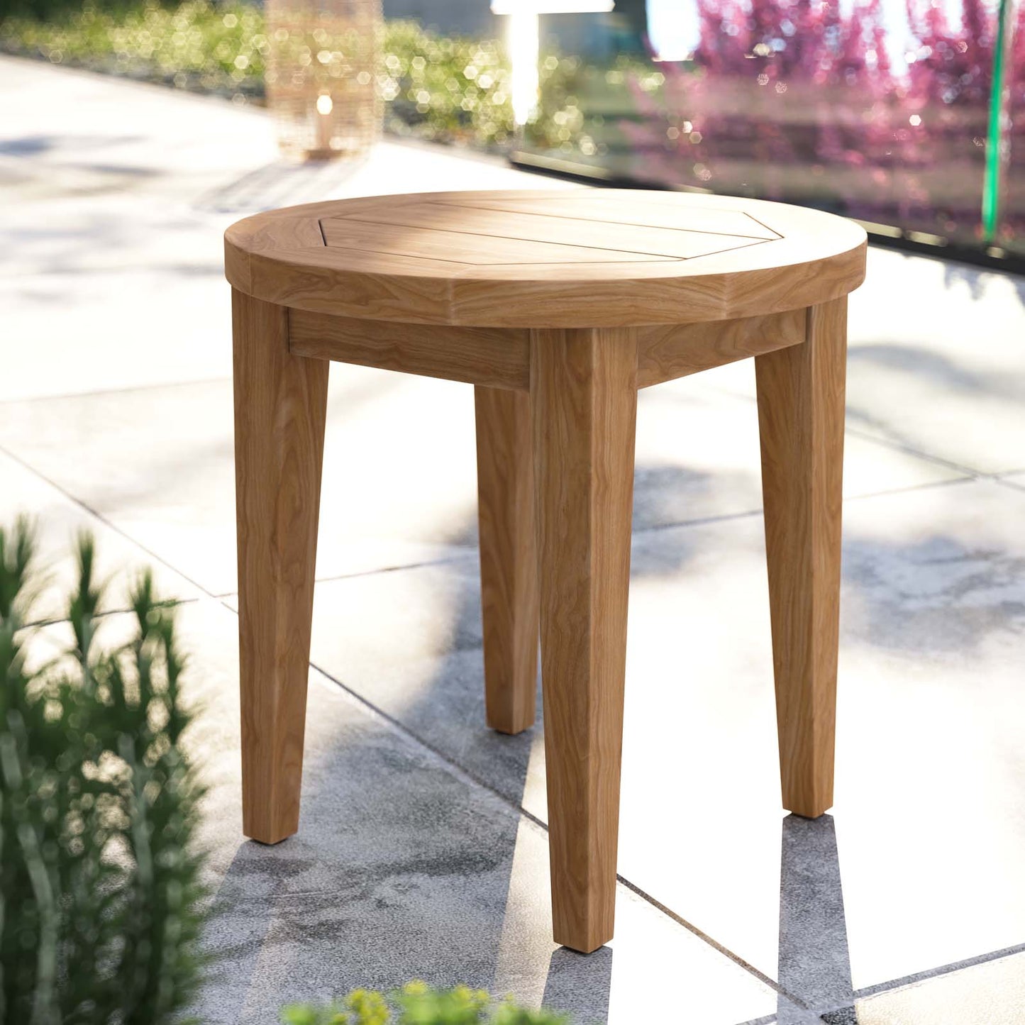 Brisbane Teak Wood Outdoor Patio Side Table Natural EEI-5604-NAT