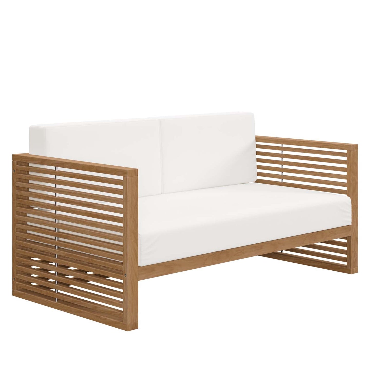 Carlsbad Teak Wood Outdoor Patio Loveseat Natural White EEI-5605-NAT-WHI