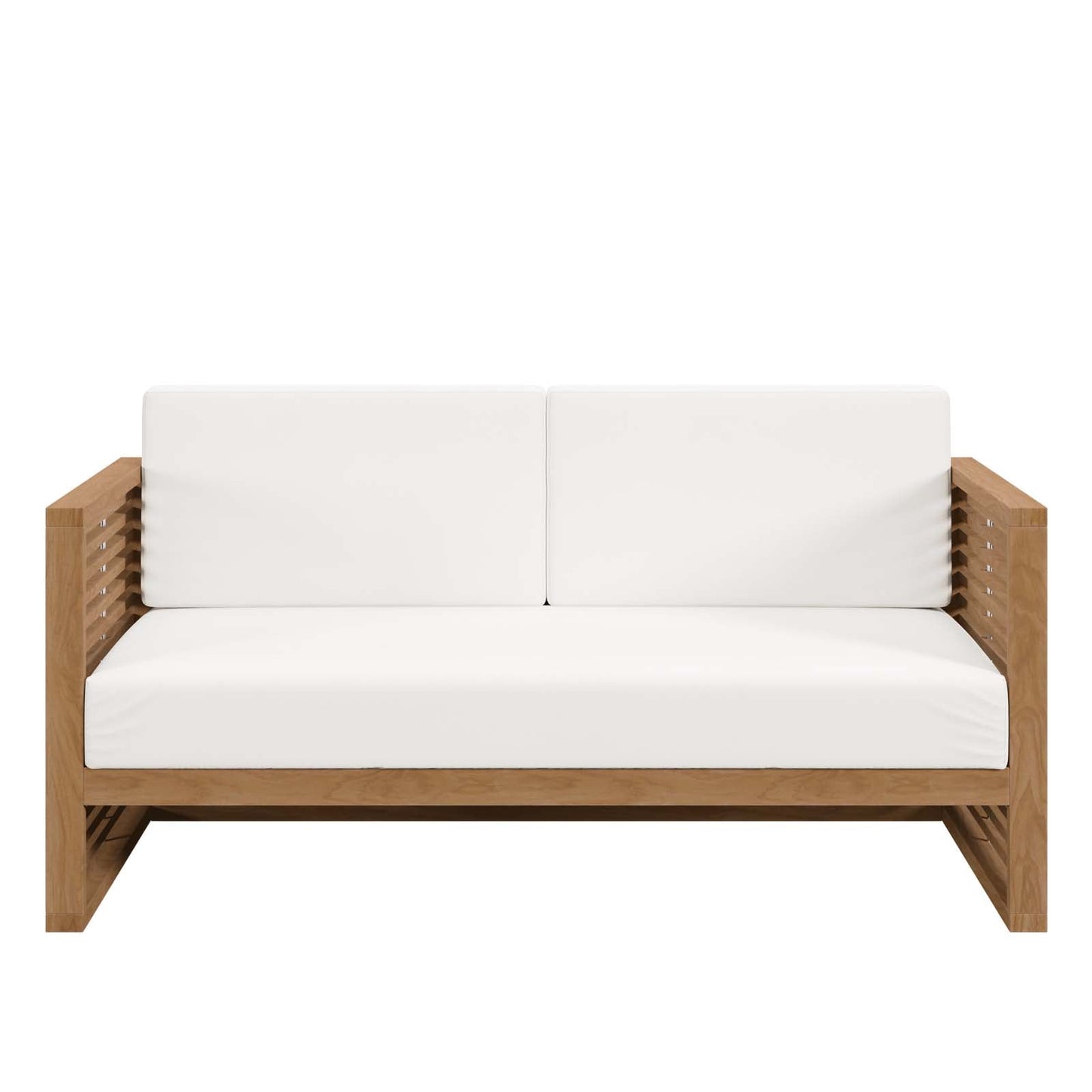 Carlsbad Teak Wood Outdoor Patio Loveseat Natural White EEI-5605-NAT-WHI